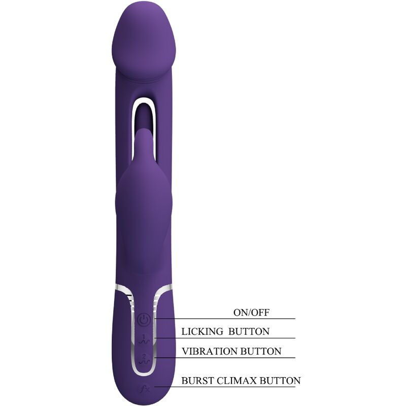 PRETTY LOVE KAMPAS VIBRADOR RABBIT 3 EN 1 MULTIFUNCION CON LENGUA VIOLETA