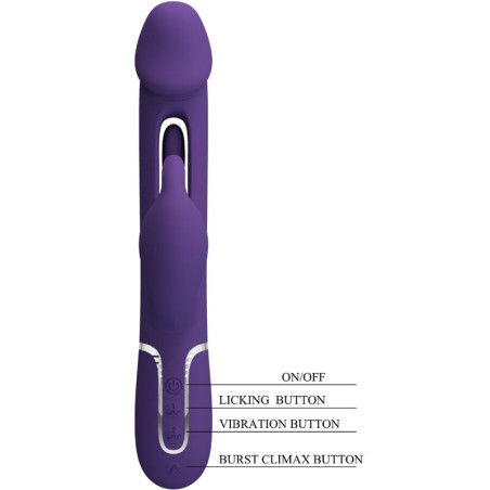 PRETTY LOVE KAMPAS VIBRADOR RABBIT 3 EN 1 MULTIFUNCION CON LENGUA VIOLETA
