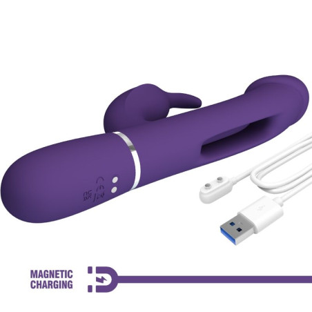 PRETTY LOVE KAMPAS VIBRADOR RABBIT 3 EN 1 MULTIFUNCION CON LENGUA VIOLETA