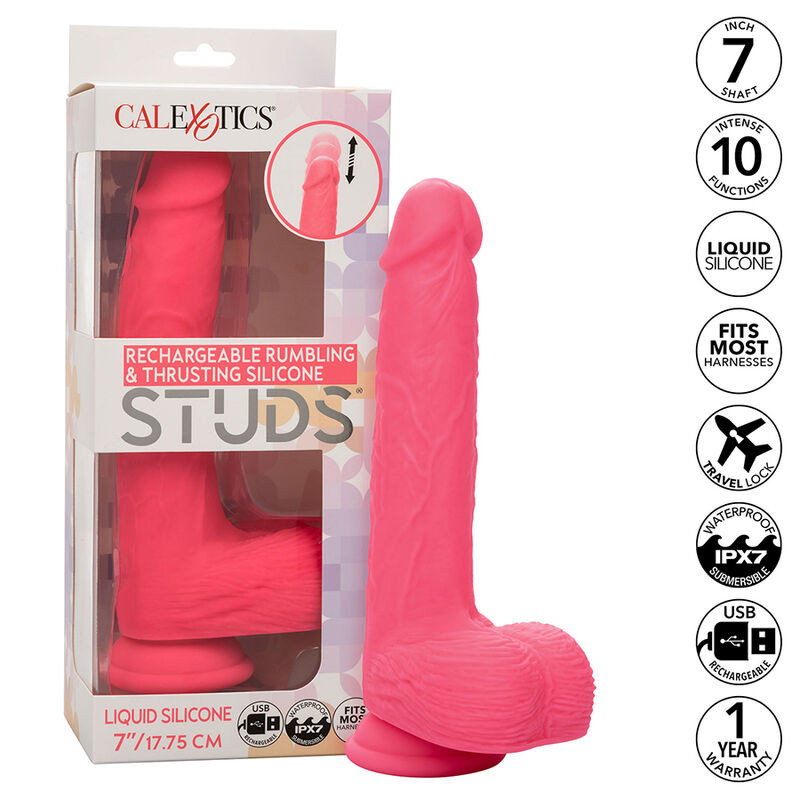 CALEXOTICS STUDS VIBRADOR REALISTICO 10 VIBRACIONES Y ROSA