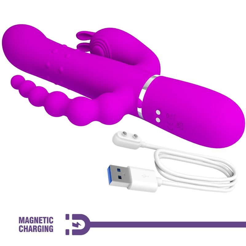 PRETTY LOVE CAMMY TRIPLE VIBRADOR MULTIFUNCION 4 EN 1 ROSA