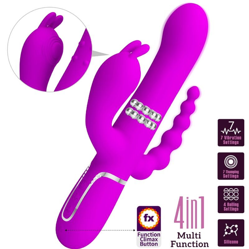 PRETTY LOVE CAMMY TRIPLE VIBRADOR MULTIFUNCION 4 EN 1 ROSA