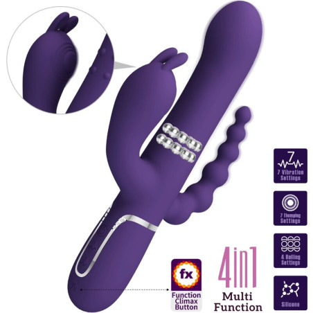 PRETTY LOVE CAMMY TRIPLE VIBRADOR MULTIFUNCION 4 EN 1 MORADO