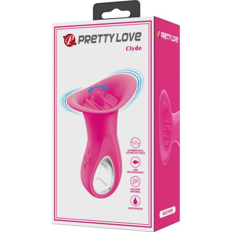 PRETTY LOVE CLYDE VIBRADOR ORAL LENGUA VIBRADORA 12 VIBRACIONES ROSA
