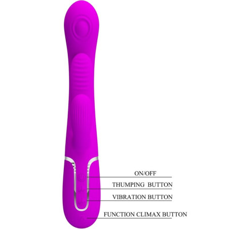PRETTY LOVE SHANIA TRIPLE VIBRADOR RABBIT MULTIFUNCION ROSA