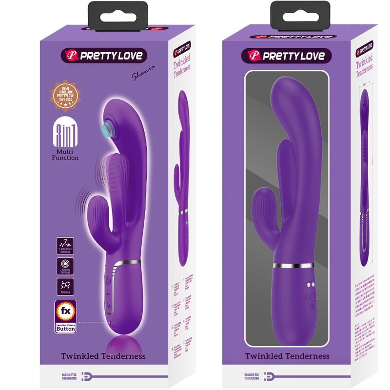 PRETTY LOVE SHANIA TRIPLE VIBRADOR RABBIT MULTIFUNCION MORADO