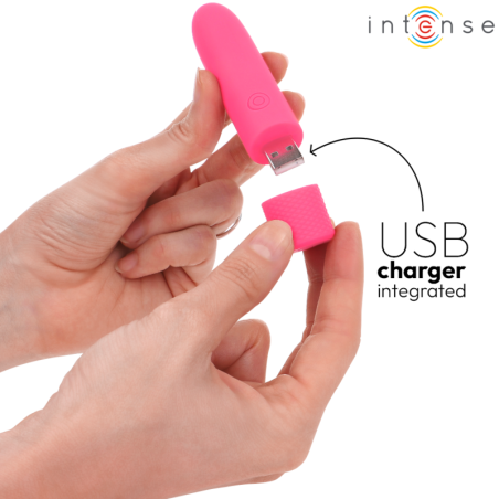 INTENSE SYMONE BALA VIBRADORA RECARGABLE POR USB 8 VIBRACIONES ROSA 10 X 22 CM