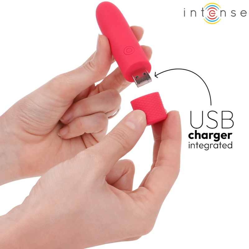 INTENSE SYMONE BALA VIBRADORA RECARGABLE POR USB 8 VIBRACIONES ROJO 10 X 22 CM