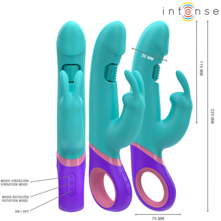 INTENSE MONICA VIBRADOR RABBIT CON ESTIMULADOR ROTATORIO DEL PUNTO G AZUL