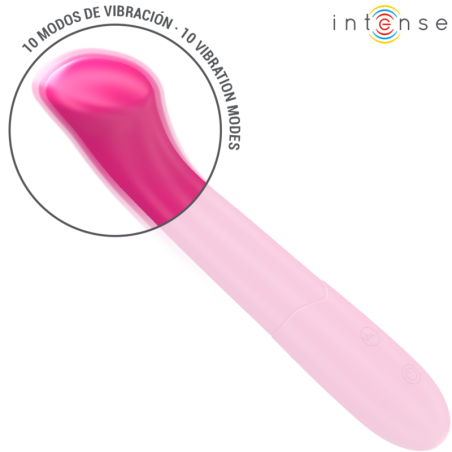 INTENSE PATY VIBRADOR 19 CM FLEXIBLE 10 VIBRACIONES MODELO 2 ROSA
