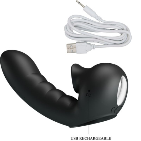 PRETTY LOVE HOBGOBLIN FUNDA VIBRADORA PARA DEDO 12 VIBRACIONES ESTIMULADOR CLITORIS NEGRO