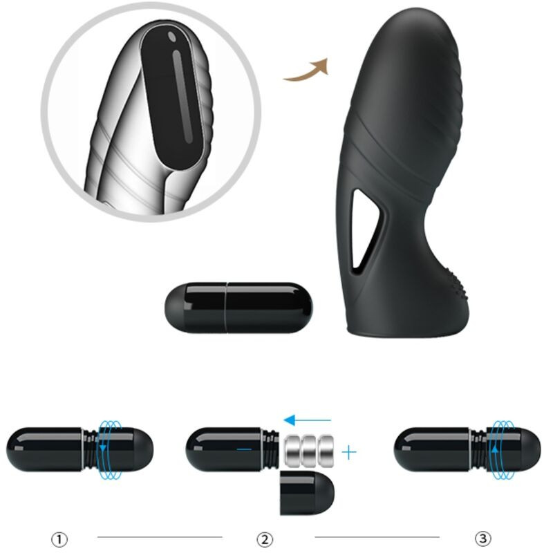 PRETTY LOVE ALAN VIBRADOR DE DEDO SILICONA NEGRO