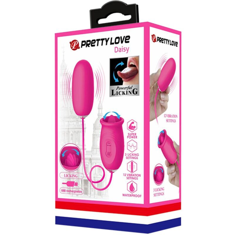 PRETTY LOVE DAISY HUEVO VIBRADOR LENGUA ESTIMULADORA DE CLITORIS ROSA