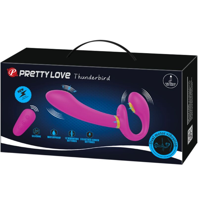 PRETTY LOVE THUNDERBIRD VIBRADOR DOBLE STRAP ON CONTROL REMOTO MORADO