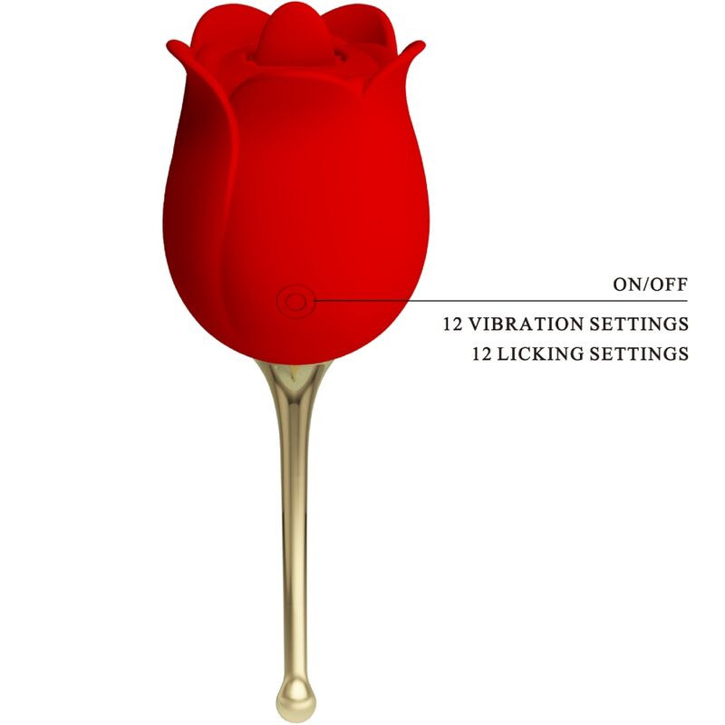 PRETTY LOVE ROSE LOVER ROSA ESTIMULADORA DE CLITORIS 12 VIBRACIONES ROJO