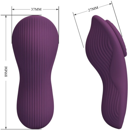 PRETTY LOVE MANE MASAJEADOR LAY ON CLITORIS 10 VIBRACIONES CONTROL REMOTO MORADO