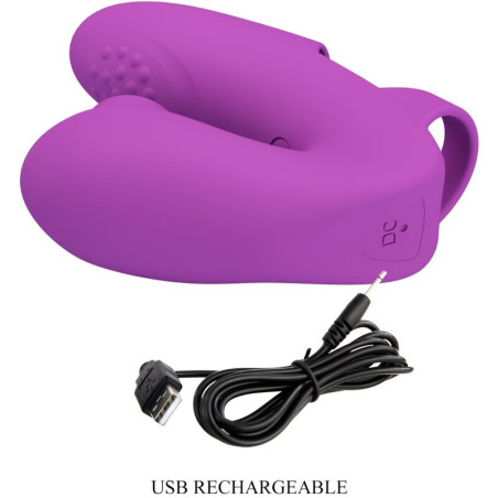 PRETTY LOVE ATHENA VIBRADOR DE DEDO CON ESTIMULADOR CLITORIS MORADO