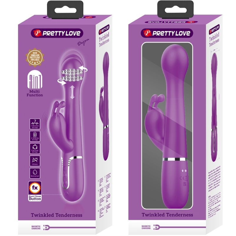 PRETTY LOVE DEJON VIBRADOR RABBIT MULTIFUNCION 3 EN 1 MORADO