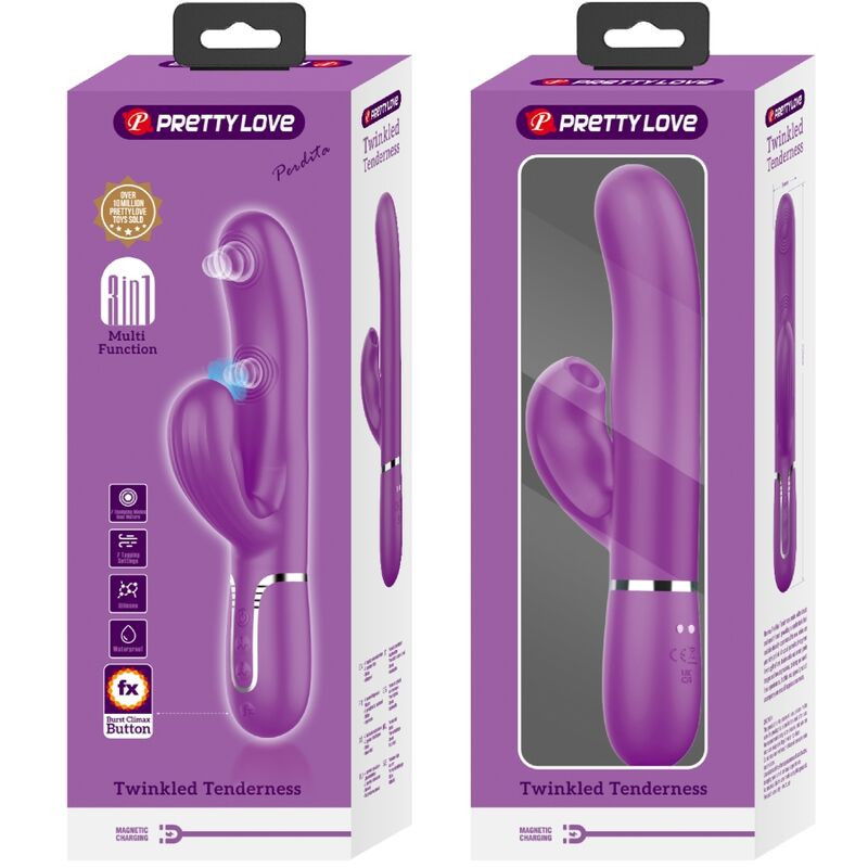 PRETTY LOVE PERLITA VIBRADOR RABBIT MULTIFUNCION 3 EN 1 MORADO