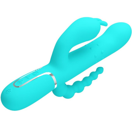 PRETTY LOVE CAMMY TRIPLE VIBRADOR RABBIT MULTIFUNCION 4 EN 1 AZUL