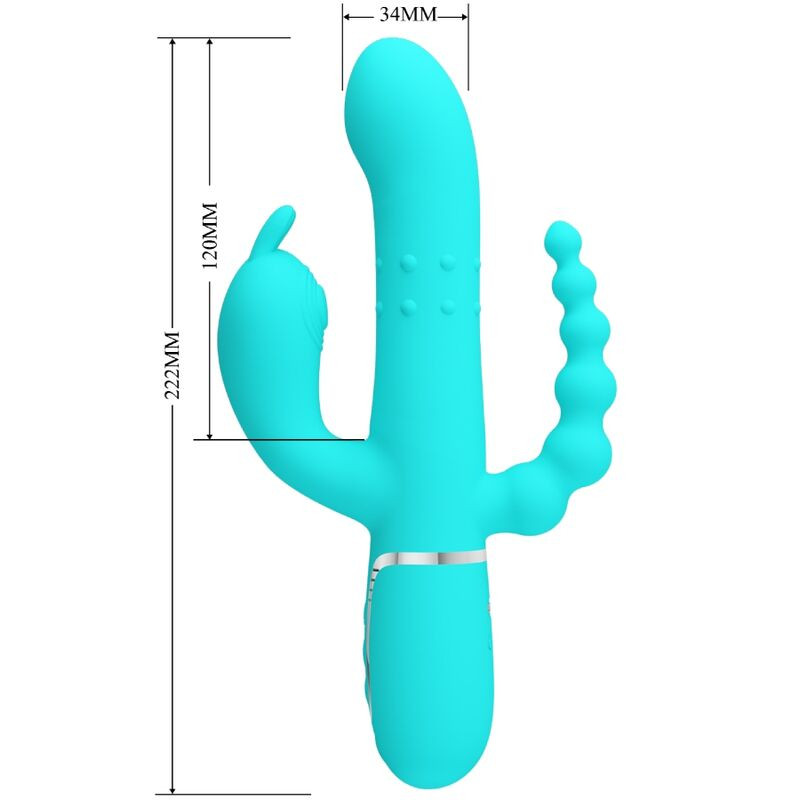 PRETTY LOVE CAMMY TRIPLE VIBRADOR RABBIT MULTIFUNCION 4 EN 1 AZUL