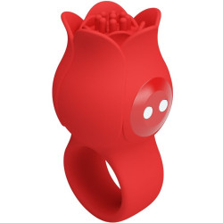 PRETTY LOVE JAE VIBRADOR DE DEDO FORMA DE ROSA 10 VIBRACIONES ROJO 2