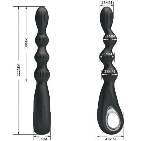 PRETTY LOVE FEDERER VIBRADOR ANAL 12 VIBRACIONES NEGRO