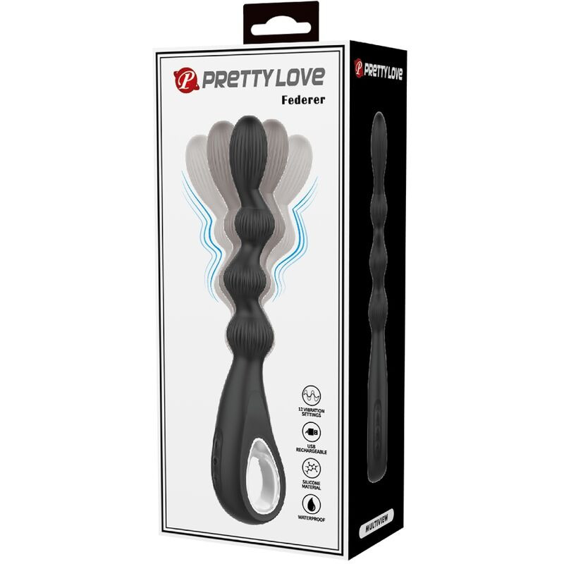PRETTY LOVE FEDERER VIBRADOR ANAL 12 VIBRACIONES NEGRO