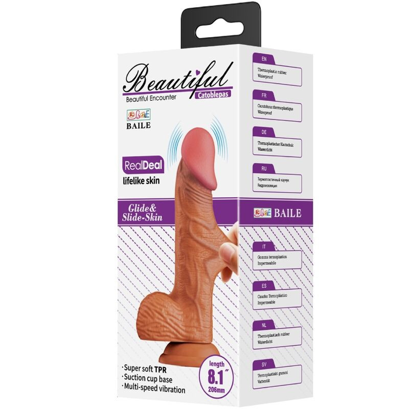 BAILE CATOBLEPAS VIBRADOR REALISTICO 206 CM NATURAL CONTROL REMOTO