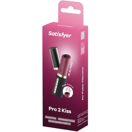 SATISFYER PRO 2 KISS ESTIMULADOR CLITORIS POR ONDAS GRANATE NEGRO