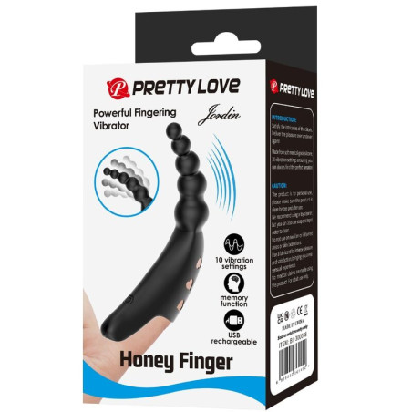PRETTY LOVE JORDIN VIBRADOR DE DEDO 10 VIBRACIONES NEGRO