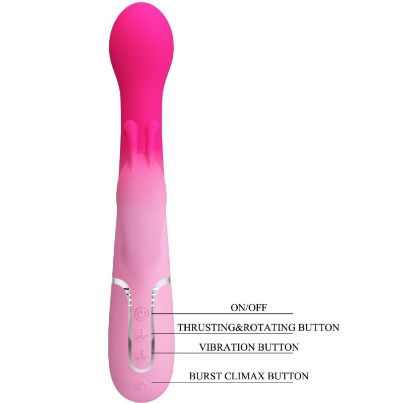 PRETTY LOVE DEJON VIBRADOR RABBIT 3 EN 1 MULTIFUNCION ROSA