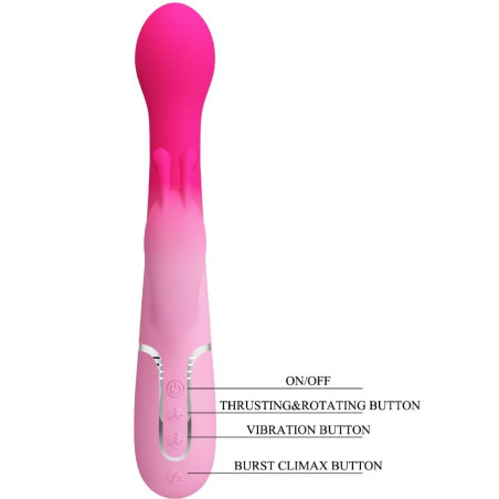 PRETTY LOVE DEJON VIBRADOR RABBIT 3 EN 1 MULTIFUNCION ROSA