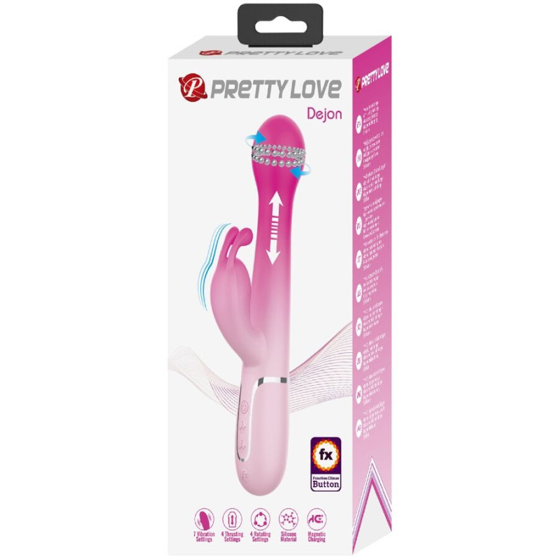 PRETTY LOVE DEJON VIBRADOR RABBIT 3 EN 1 MULTIFUNCION ROSA