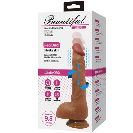 BAILE BEAUTIFUL WILKS VIBRADOR REALISTICO DE 5 CONFIGURACIONES 25 CM MULATO