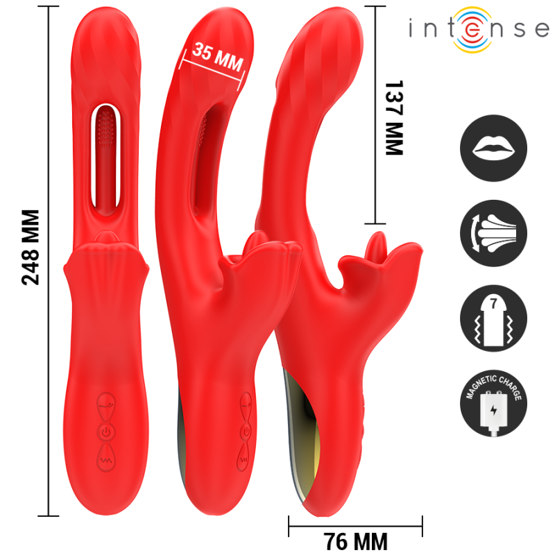 INTENSE JESSICA VIBRADOR MULTIFUNCION ESTIMULACION CLITORIS 248 CM ROJO