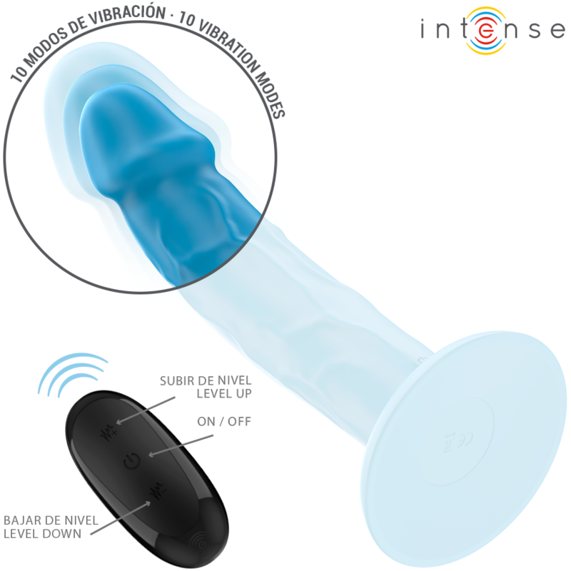 INTENSE PHOEBE VIBRADOR REALISTICO 10 VIBRACIONES AZUL CONTROL REMOTO