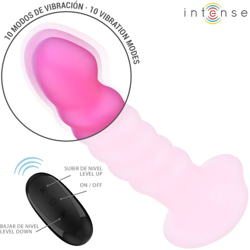 INTENSE CINDY VIBRADOR TALLA L DISENO EN ESPIRAL 10 VIBRACIONES ROSA CONTROL REMOTO