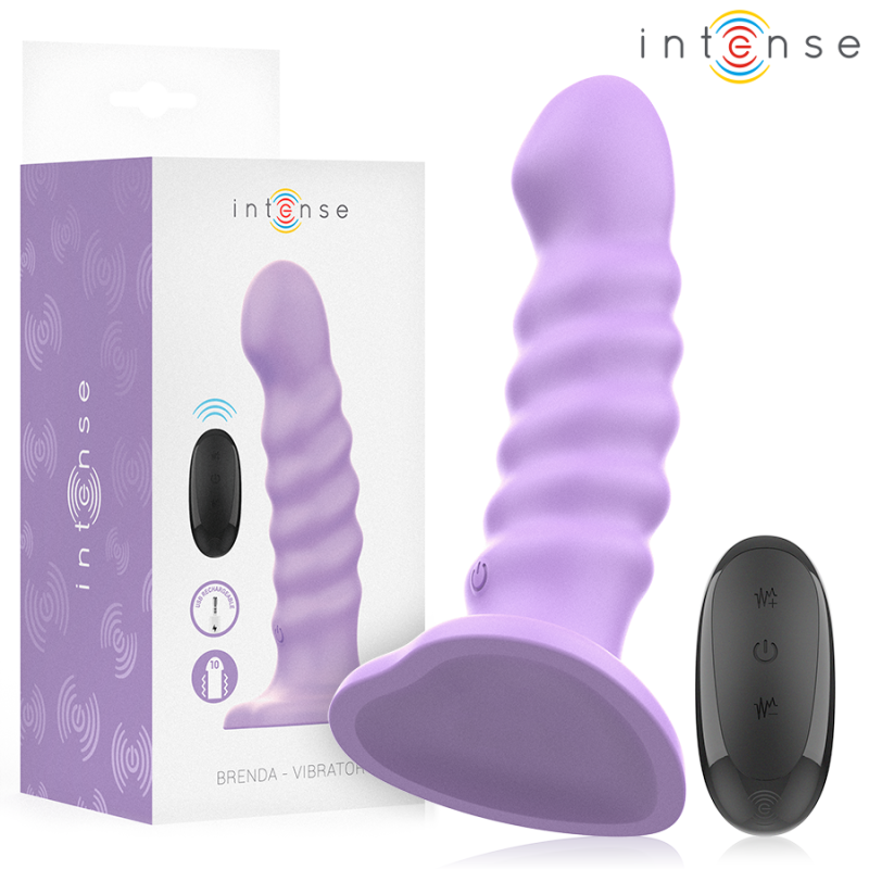 INTENSE BRENDA VIBRADOR TALLA M DISENO EN ESPIRAL 10 VIBRACIONES MORADO CONTROL REMOTO