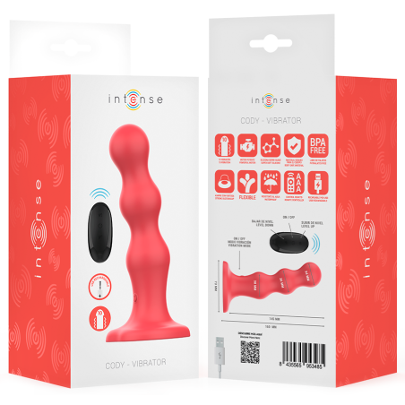 INTENSE CODY VIBRADOR CON VENTOSA ROJO CONTROL REMOTO
