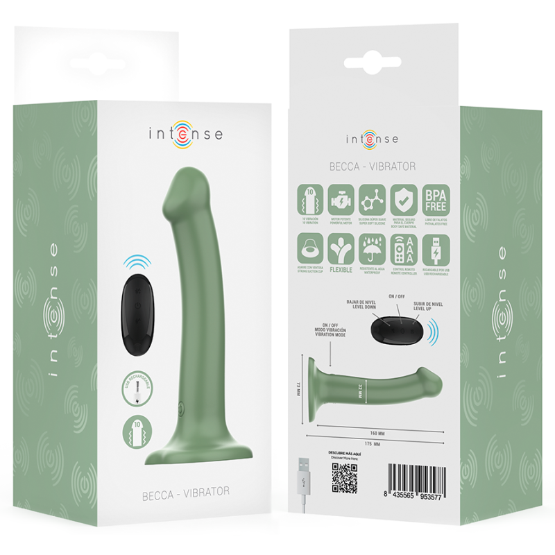 INTENSE BECCA VIBRADOR CON VENTOSA 10 VIBRACIONES VERDE CONTROL REMOTO