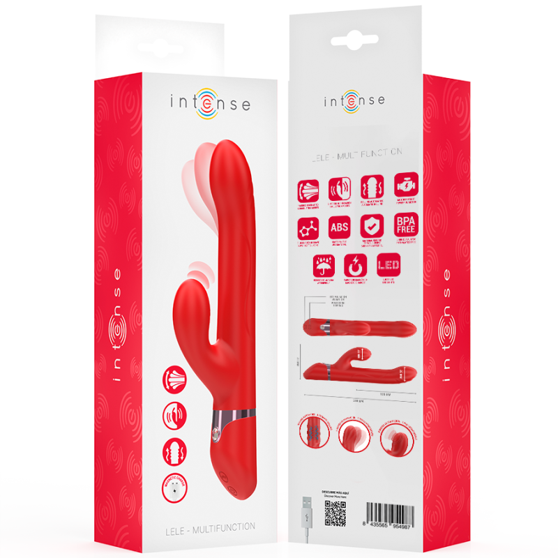 INTENSE LELE VIBRADOR MULTIFUNCION ROTATORIO OSCILACION ESTIMULACION ROJO