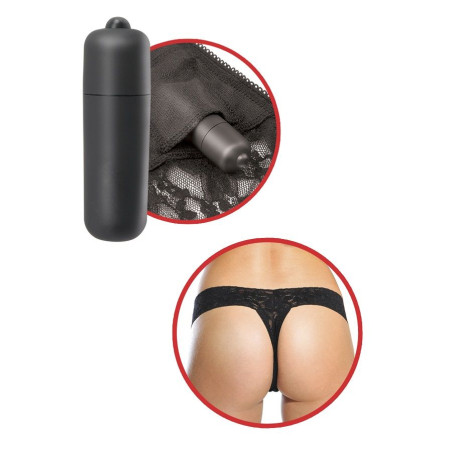 FETISH FANTASY SERIES TANGA DE ENCAJE NEGRO CON VIBRADOR