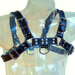 LEATHER BODY ARNES CUERO AZUL Y NEGRO CHEST BULLDOG 2