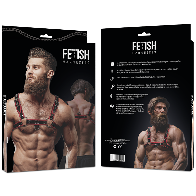 FETISH SUBMISSIVE ATTITUDE ARNES ECOPIEL PECHO HOMBRE NEGRO ROJO