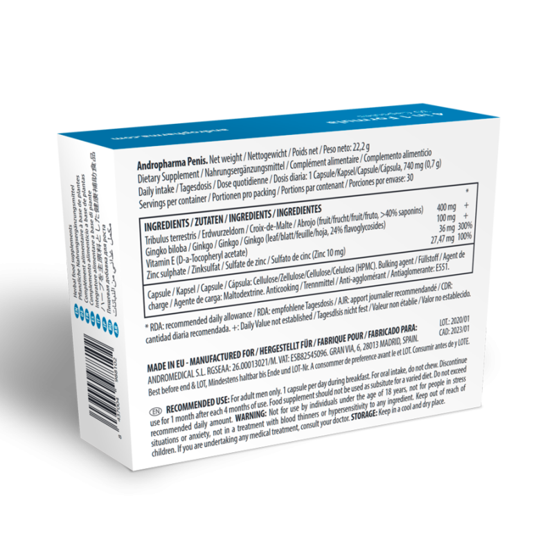 Andropharma Penis Complemento alimenticio herbal para el bienestar masculino
