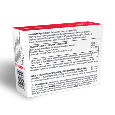 Andropharma Vigor Complemento alimenticio herbal para la libido masculina