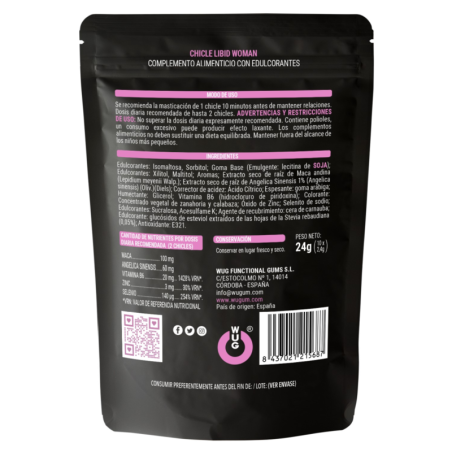 Chicle LIBID WOMAN Chicle funcional con Maca Ginseng Femenino y Zinc para potenciar la vitalidad femenina