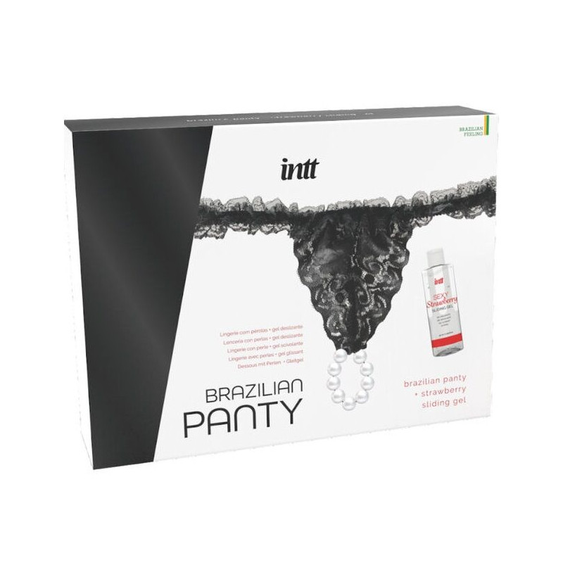 INTT RELEASES PANTY BRASILENA NEGRA CON PERLAS Y GEL LUBRICANTE 50 ML