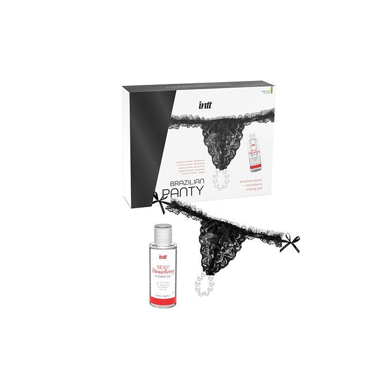 INTT RELEASES PANTY BRASILENA NEGRA CON PERLAS Y GEL LUBRICANTE 50 ML